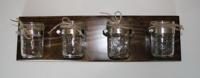 Four Jar Wall Vase Mason Jar Wall Storage Cottage Home Decor