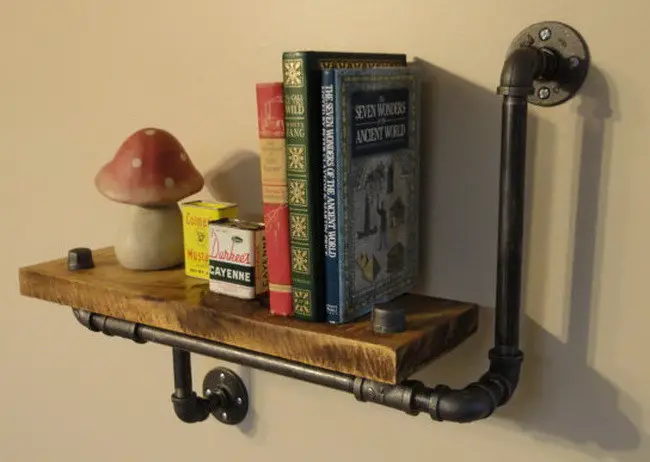 Industrial Shelving Pipe Shelf Wood Shelf Made From Local and Rescued Hardwood Maple