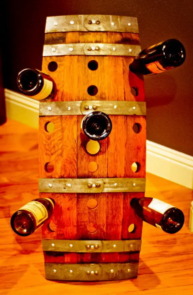 Reclaimed Recycled Wood Wine Barrel Riddling Wine Rack For Storage
