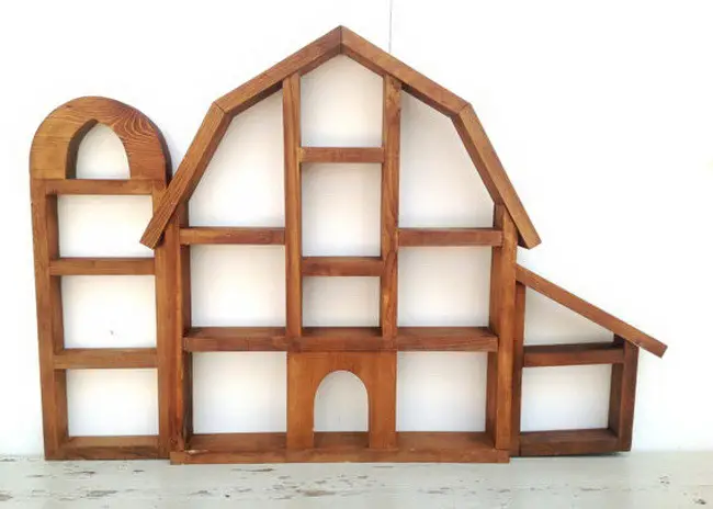 Vintage Wooden Country Barn Farm Silo Wall Storage Miniature Display Shelves
