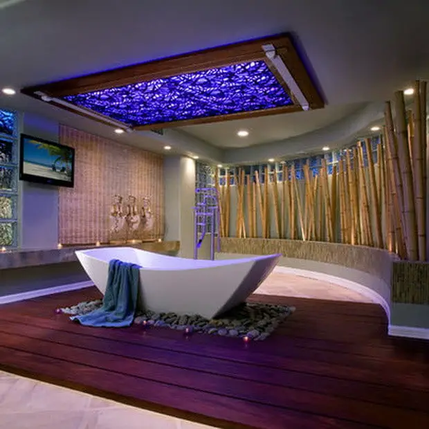 Ultra Modern Bathroom with Blue Skylight
