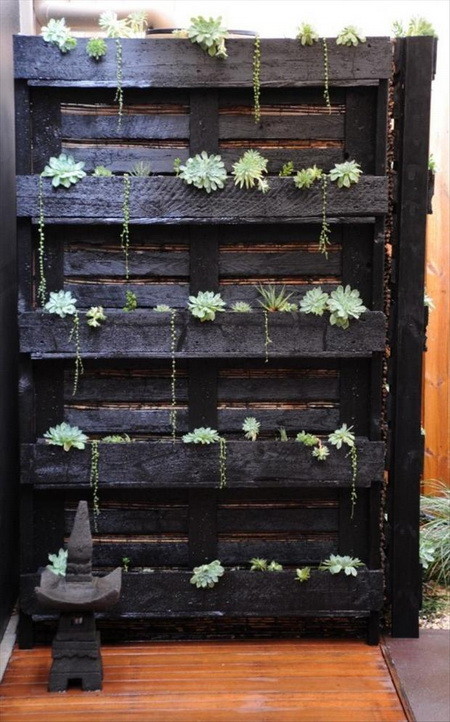 standing garden made from a repurposed pallet