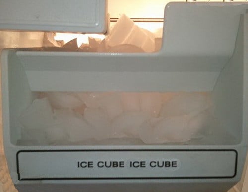 ice cubes in freezer