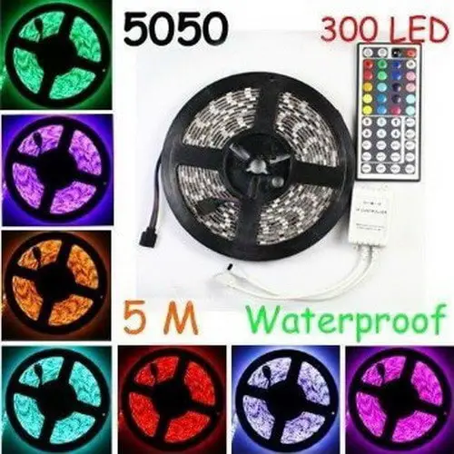 Waterproof Flexible strip Light 300 Leds Color Changing RGB SMD5050 LED Light Strip Kit