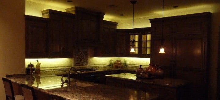 Kitchen cabinets with LED lighting