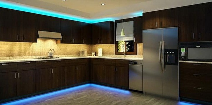 led light strips in kitchen