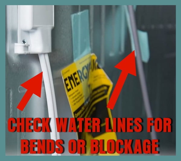 check water lines for bends or blockage