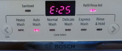 bosch dishwasher error code E25