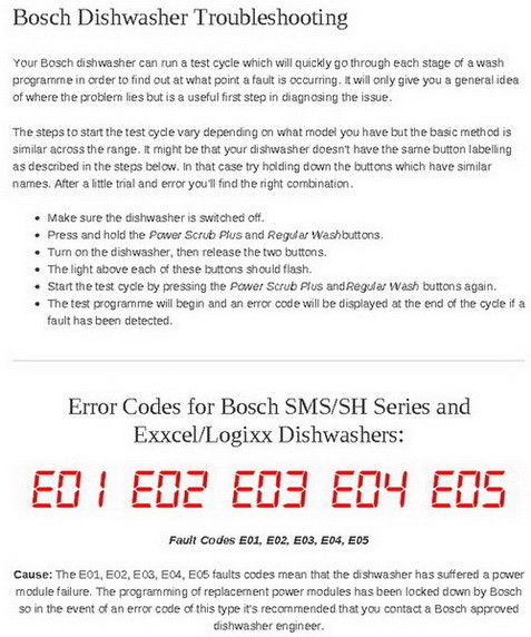 bosch error codes E