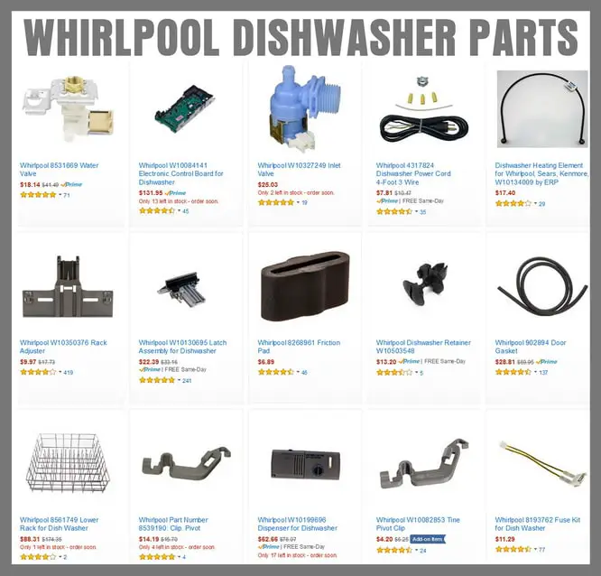 Whirlpool dishwasher parts