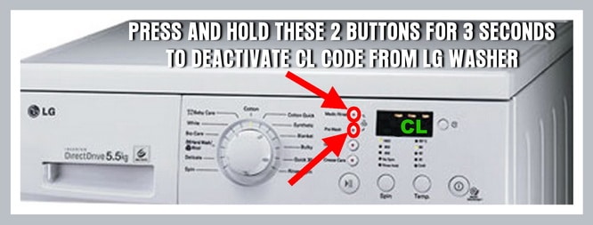 LG washer panel shows CL error code