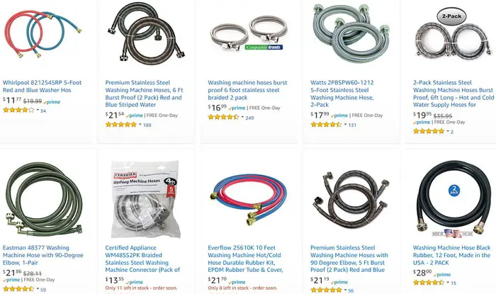 Universal washing machine water hose from wall to washer