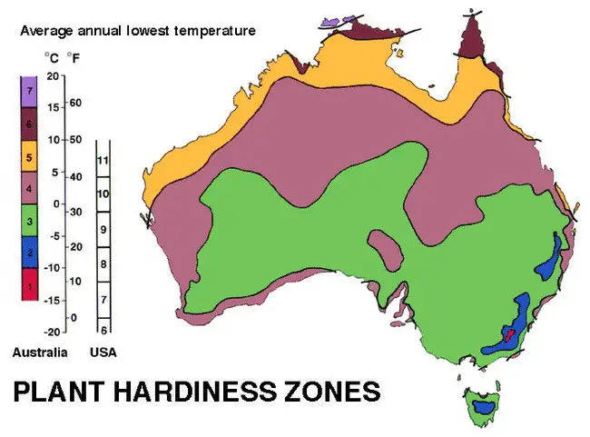 Australia Plant Hardiness Zones Map