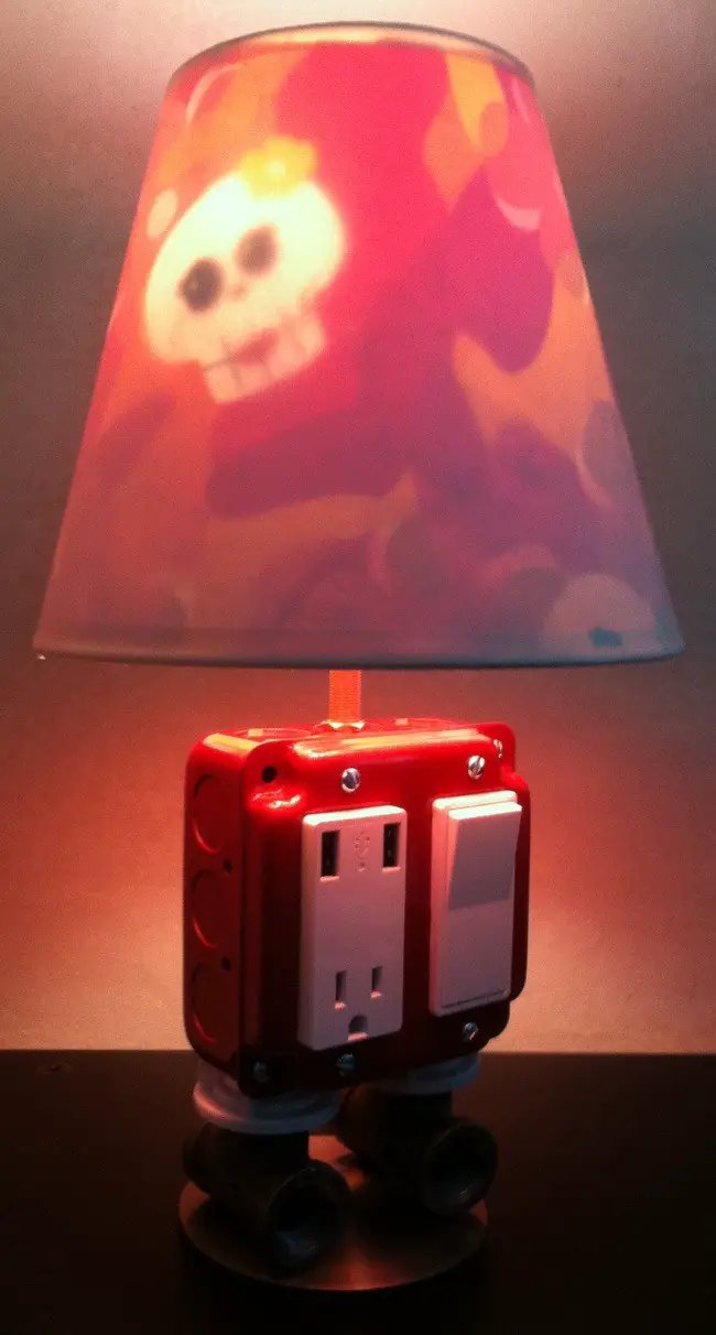 Lamp and USB Charger Combo with diy Skull Lampshade