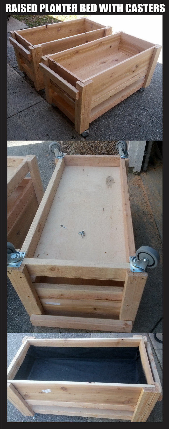 raised planter bed with casters wheels