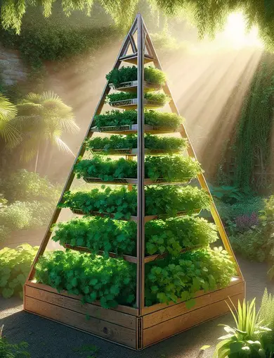 Cilantro and Mint Garden Pyramid Tower