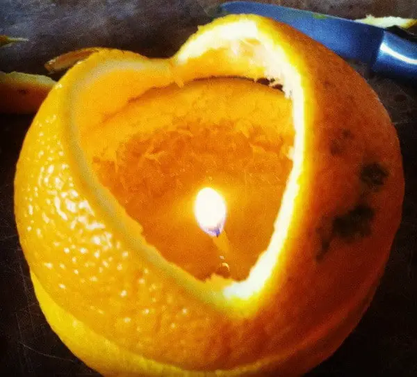 make a candle from an orange