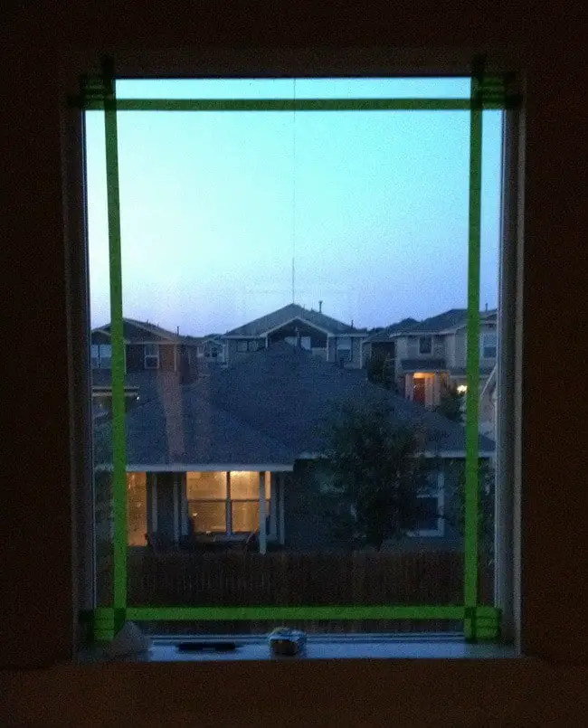 frosted glass window taped