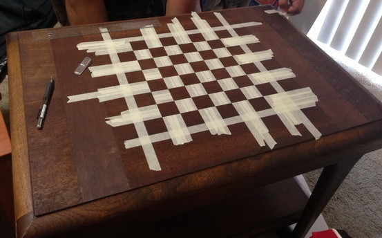 how to make a custom chess board from an old wooden table