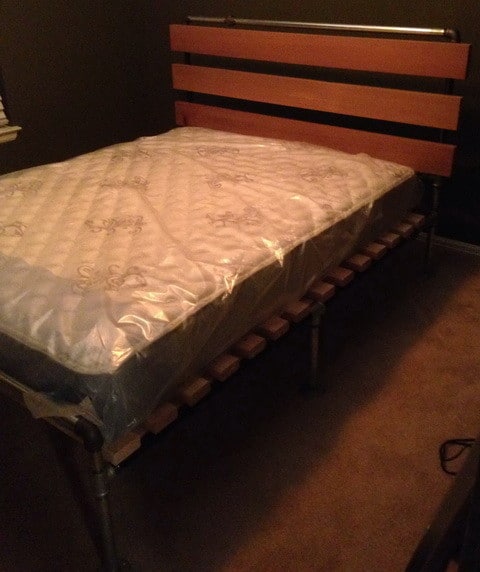 Build A Diy Bed Frame Out Of Metal Pipe, Adding Headboard To Metal Frame Bed