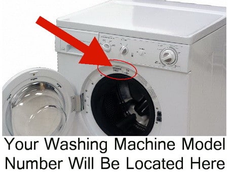 wash machine model number location