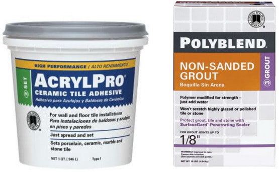 grout and tile adhesive