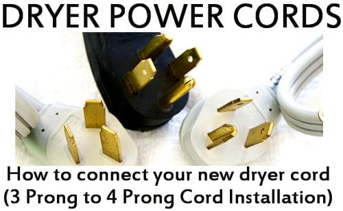 replace dryer power cord 4 prong 3 prong