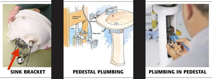 pedestal sink removal and plumbing repair