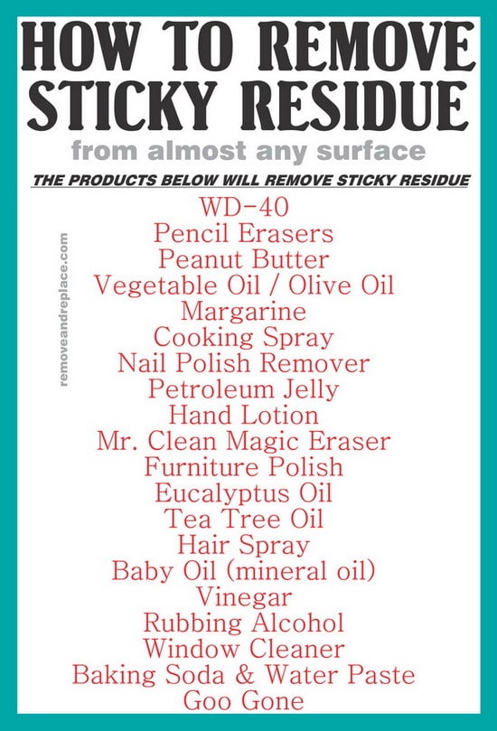 20 Methods To Remove Sticky Adhesive Goo & Gunk From Various Surfaces