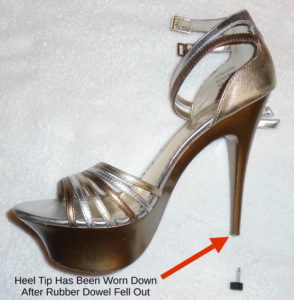 mounting putty in heel of shoe