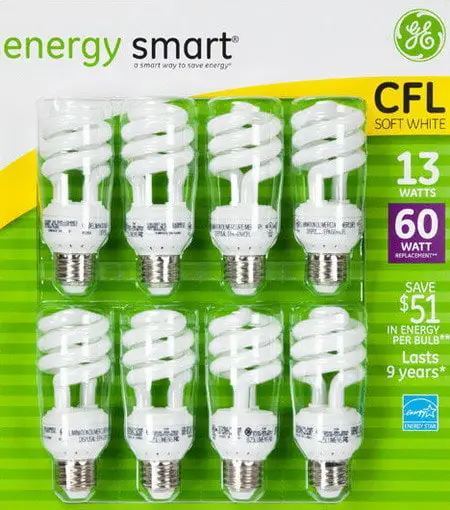 8 pack of CFL light bulbs
