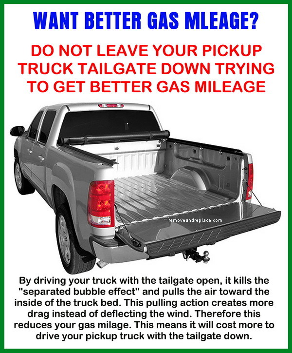 Does A Pickup Truck Get Better Gas Mileage With The Tailgate Up Or Down?