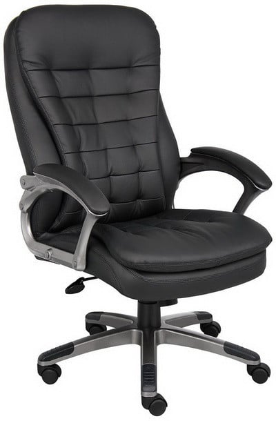 Boss High Back Executive Chair with Pillow top Pewter Finished Base and Arms