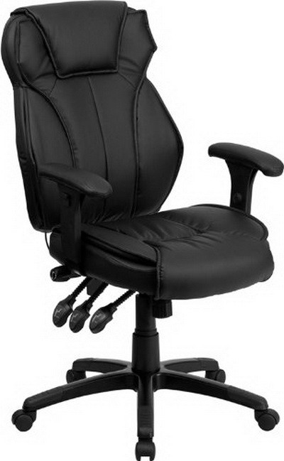 Flash Furniture High Back Leather Chair, Black