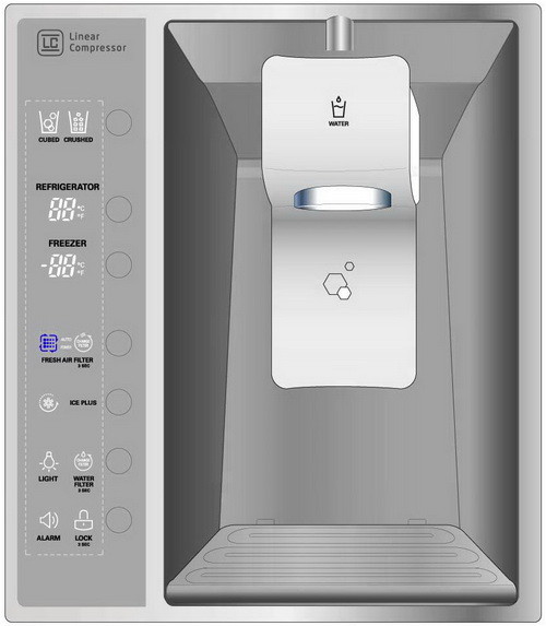 lg refrigerator control panel dispenser