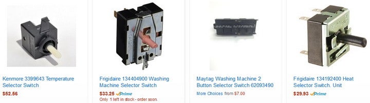 washing machine selector switch
