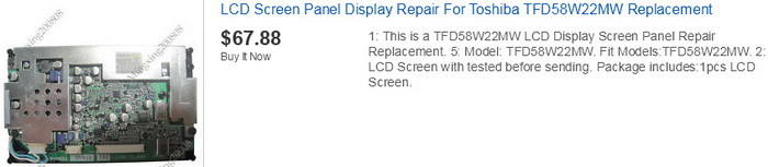 toshiba TV replacement screen