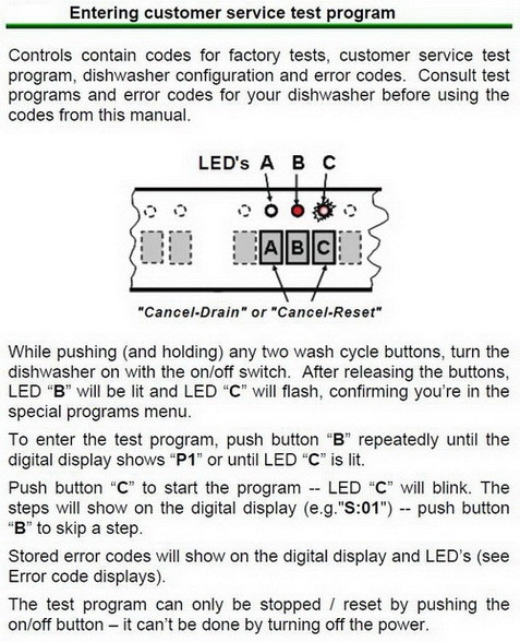 Bosch dishwasher customer service test mode - factory test mode