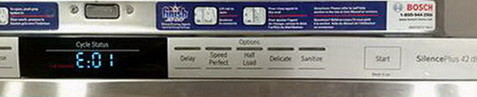 bosch dishwasher error code E01