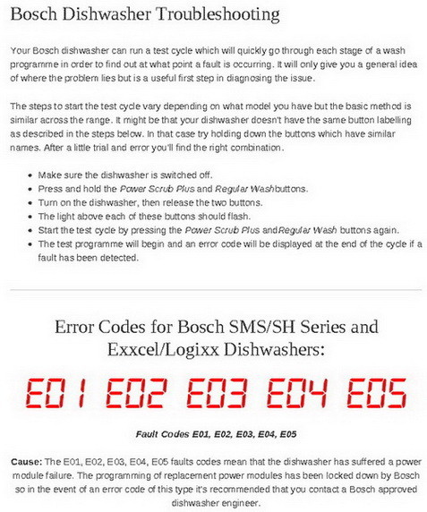 Bosch Dishwasher Error Codes How To Clear What To Check