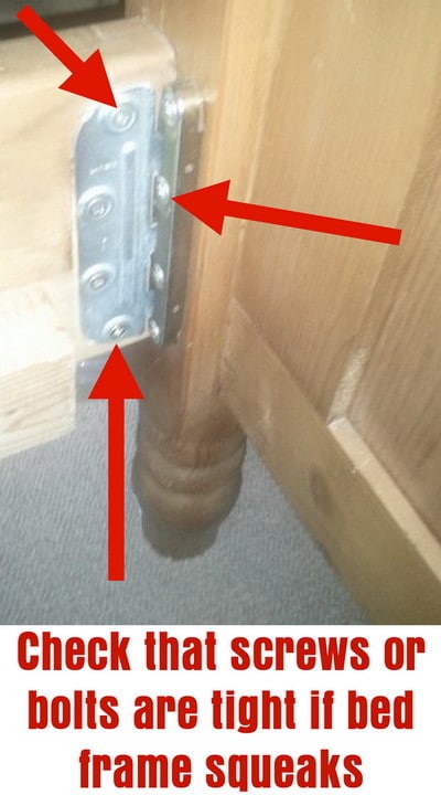 check that bolts or screws are tight if bed frame squeaks