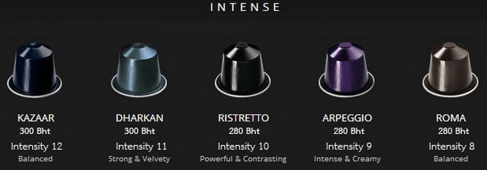 Nespresso Pod Intensity Chart