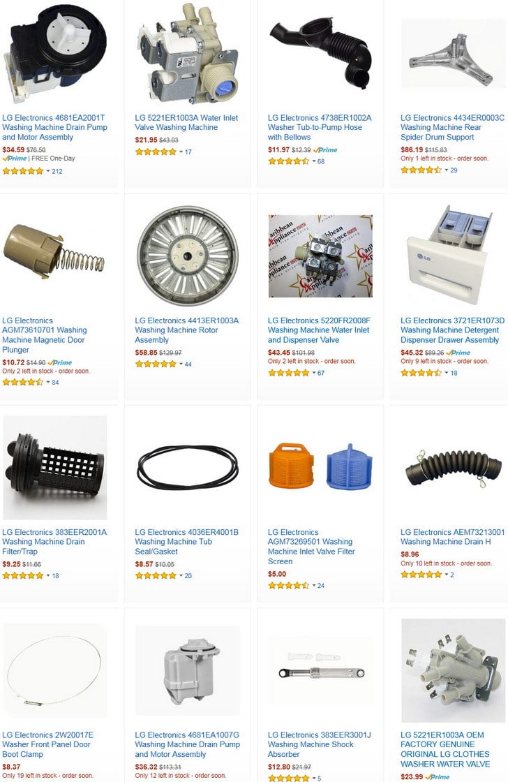 LG washing machine parts