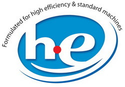 he high efficiency washer detergent logo