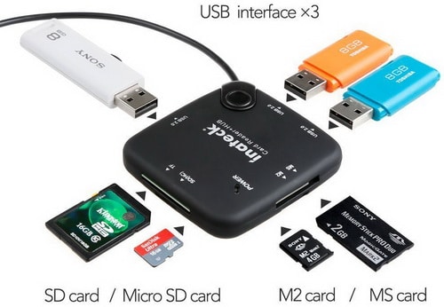 OTG Hub & SD Card Reader Inateck Multi-in-1 OTG Adapter Cable TF SDHC Card Reader USB 2.0 Compact OTG Adapter Hub for USB Smartphones and Tablets PC