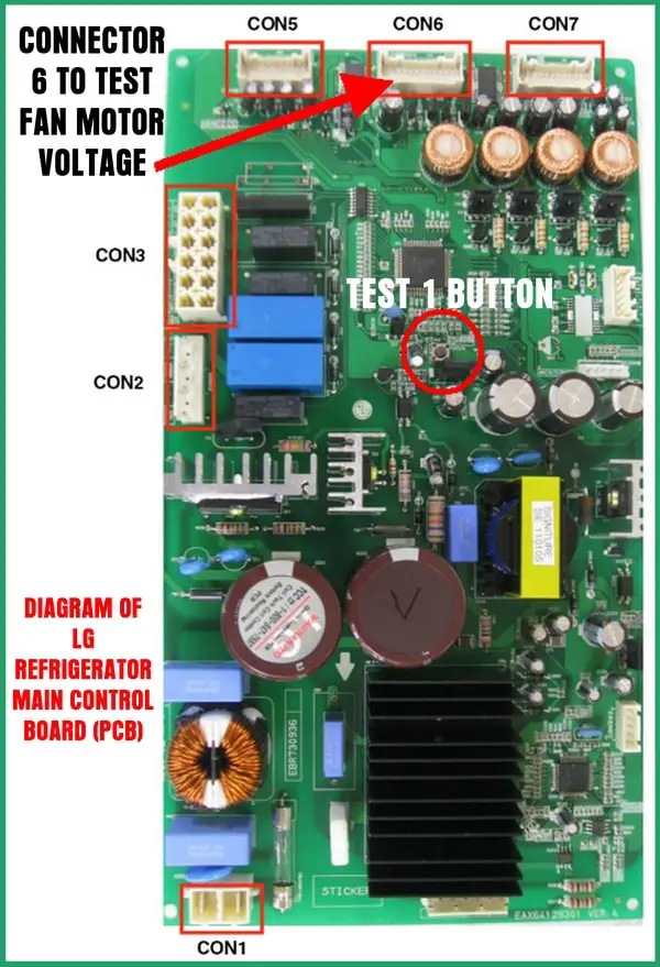 LG REFRIGERATOR ERROR CODE ER FR CHECK FAN VOLTAGE ON MAIN CONTROL BOARD PCB