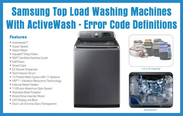 Samsung Top Load Washing Machines With ActiveWash Error Code 