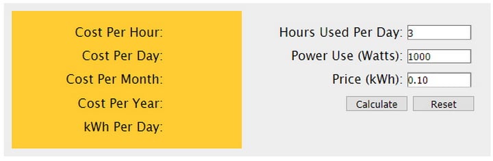 Air Conditioner Electric Usage Calculator