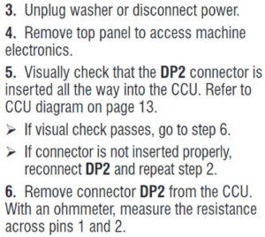 whirlpool washer code e01