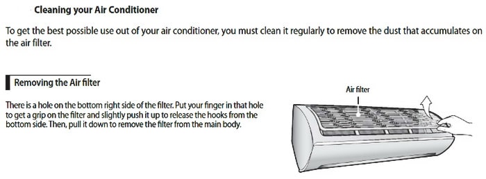 Samsung Split System Air Conditioning - How To Clean The Air Filter 1